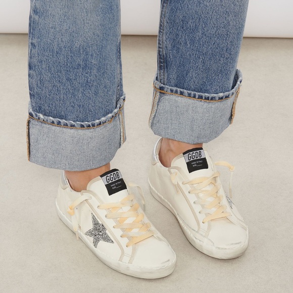 Golden Goose Shoes - Golden Goose Superstar Sneaker in White Leather/Silver/Glitter Sz 40 New in Box